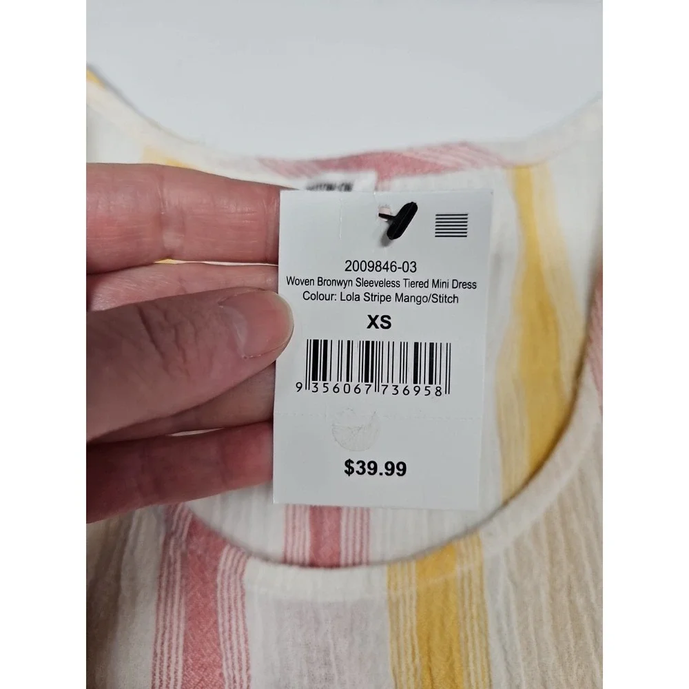 Cotton On‎ Womens Striped Sleeveless Tiered Mini Dress Size XS NWT